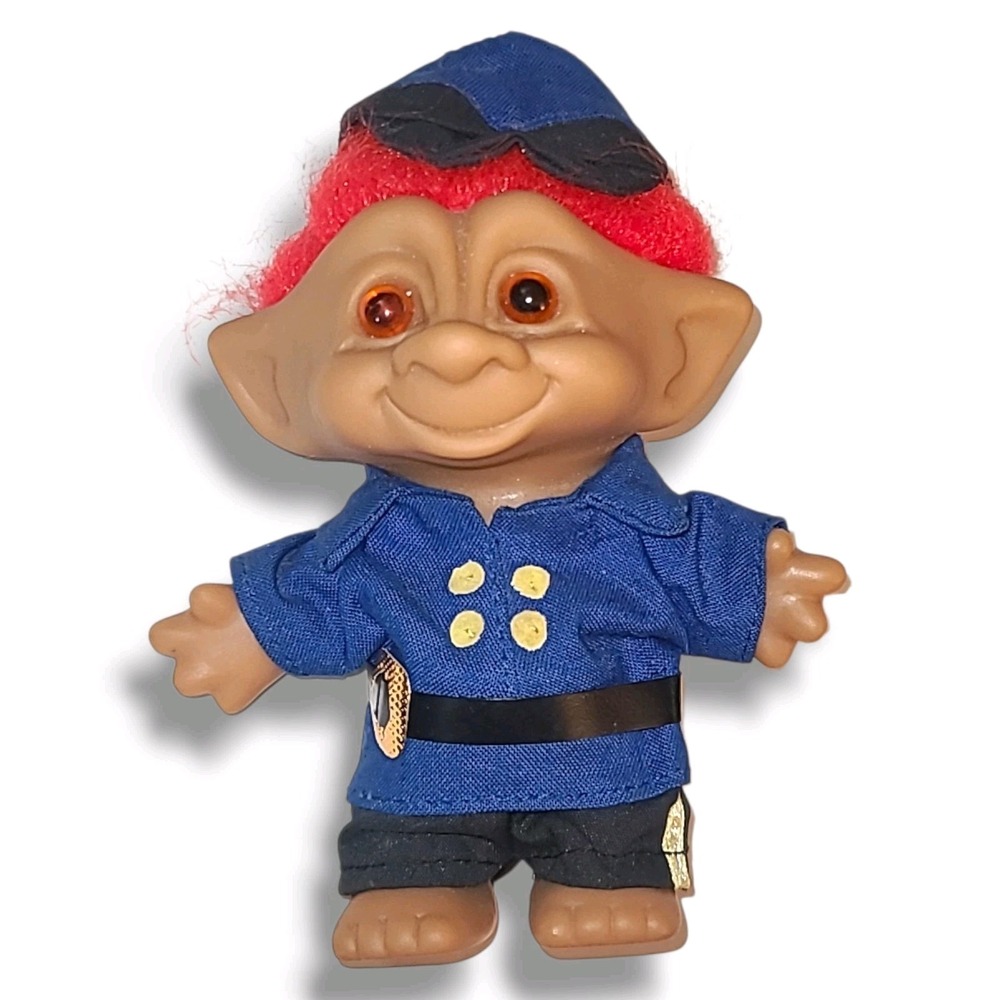 Vintage '90s Policeman Troll Doll Ace Novelty 5"